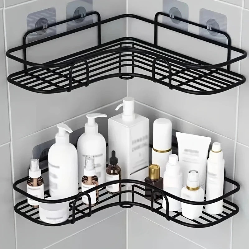 No-Drill Bathroom Corner Storage Rack