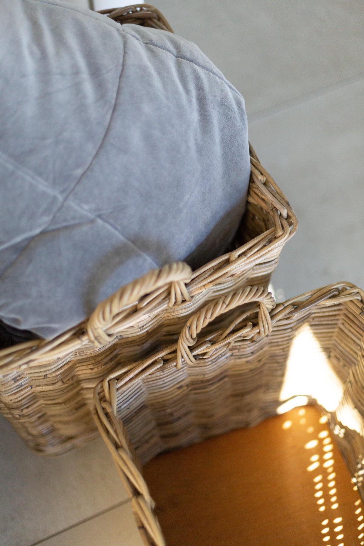 Rolling Rattan Storage Basket