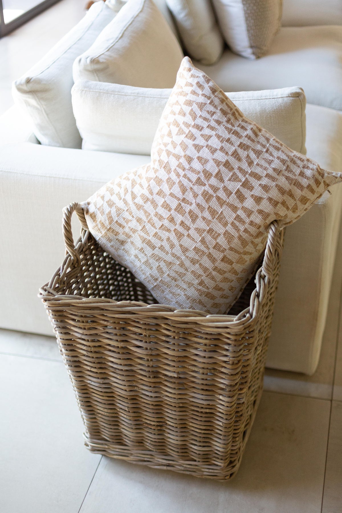 Rolling Rattan Storage Basket