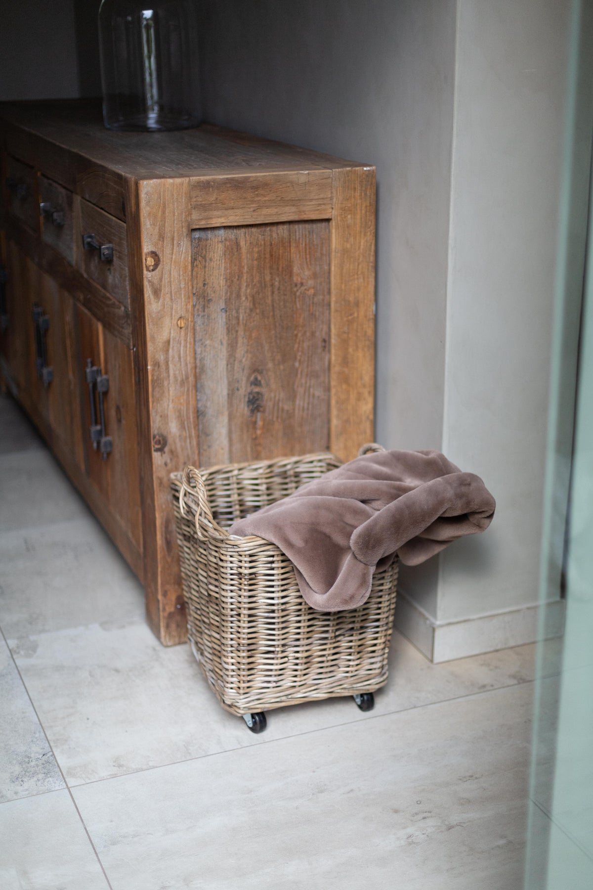 Rolling Rattan Storage Basket