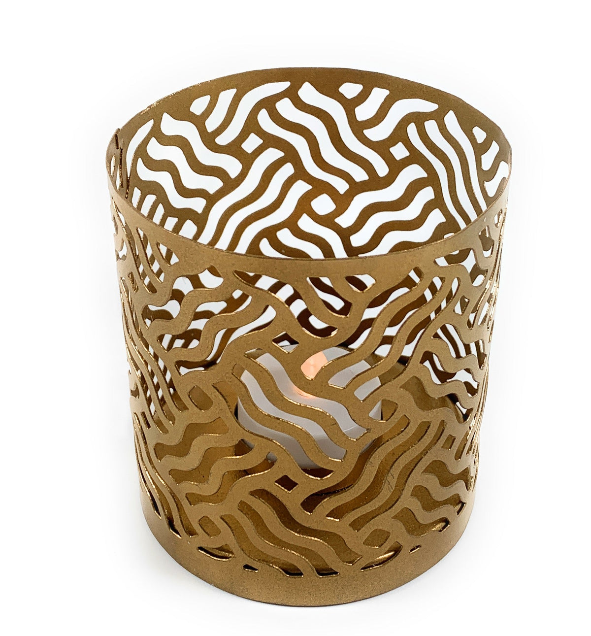 Vibhsa Gold Laser-Cut Votive Holders — Set of 2
