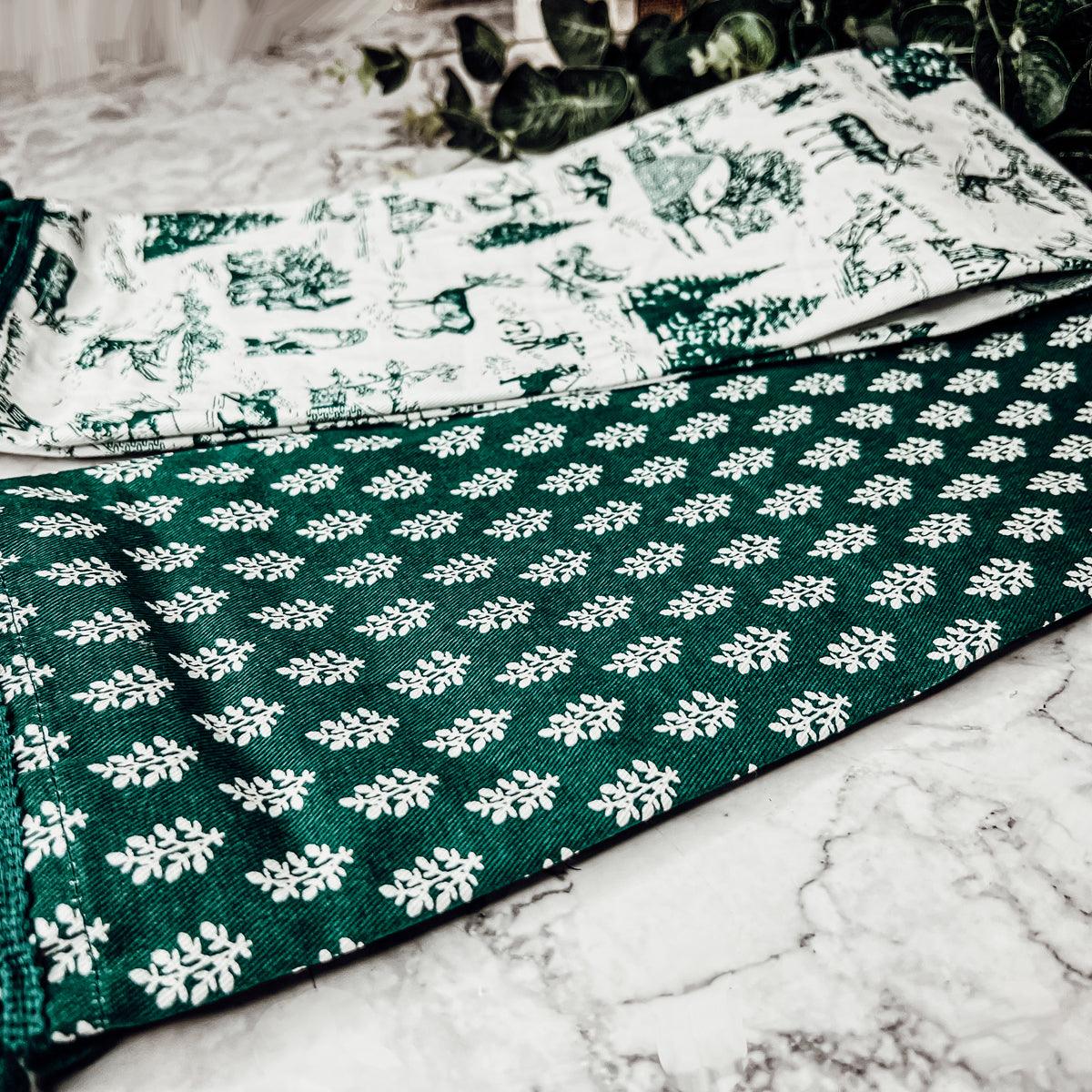 Forest Green Christmas Cotton Dish Towels — Set of 2