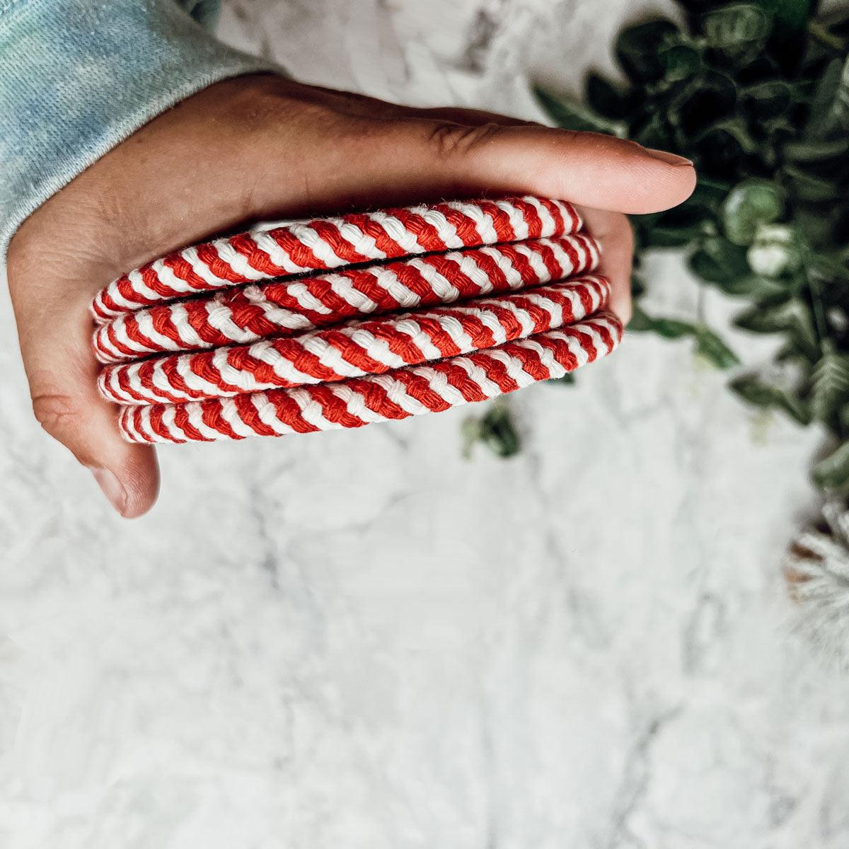 Candy Cane Braided Coasters — Set of 4