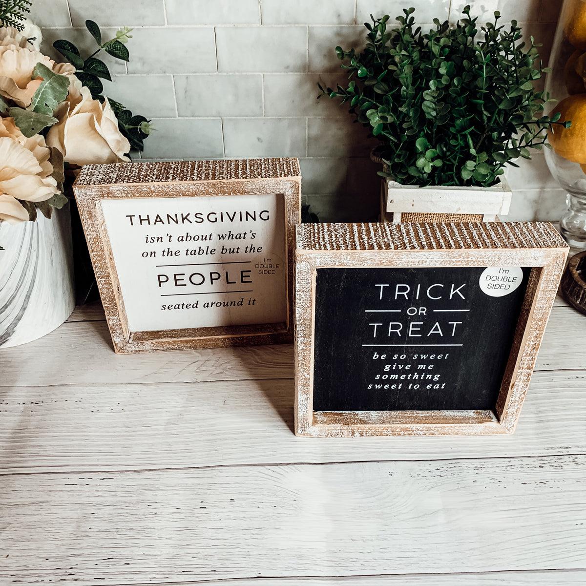 Double-Sided Halloween & Thanksgiving Sign