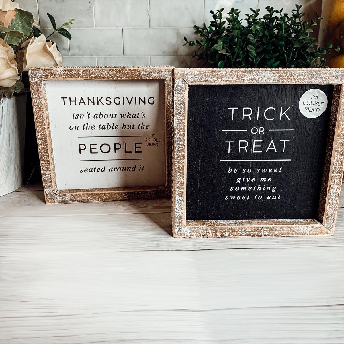 Double-Sided Halloween & Thanksgiving Sign