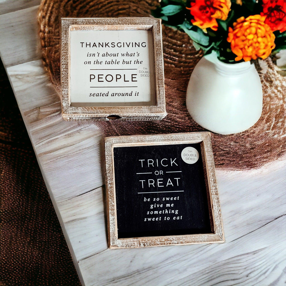 Double-Sided Halloween & Thanksgiving Sign