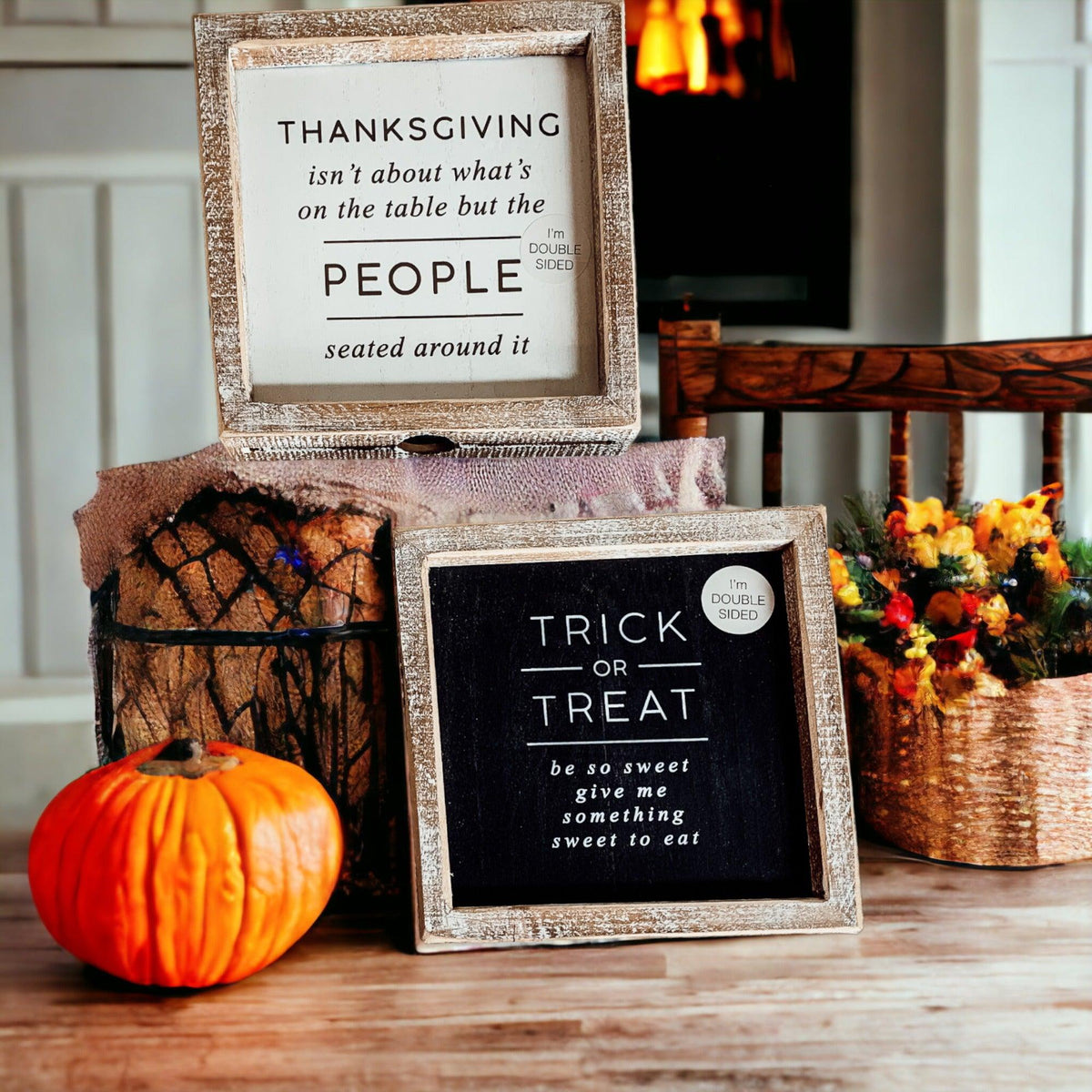 Double-Sided Halloween & Thanksgiving Sign