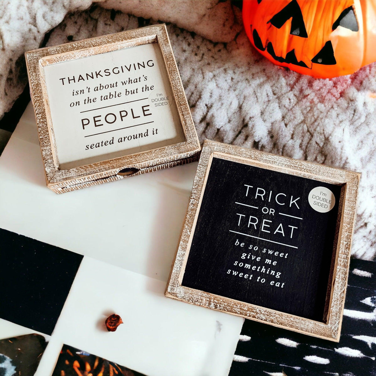 Double-Sided Halloween & Thanksgiving Sign