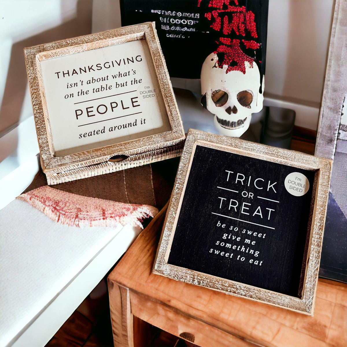 Double-Sided Halloween & Thanksgiving Sign