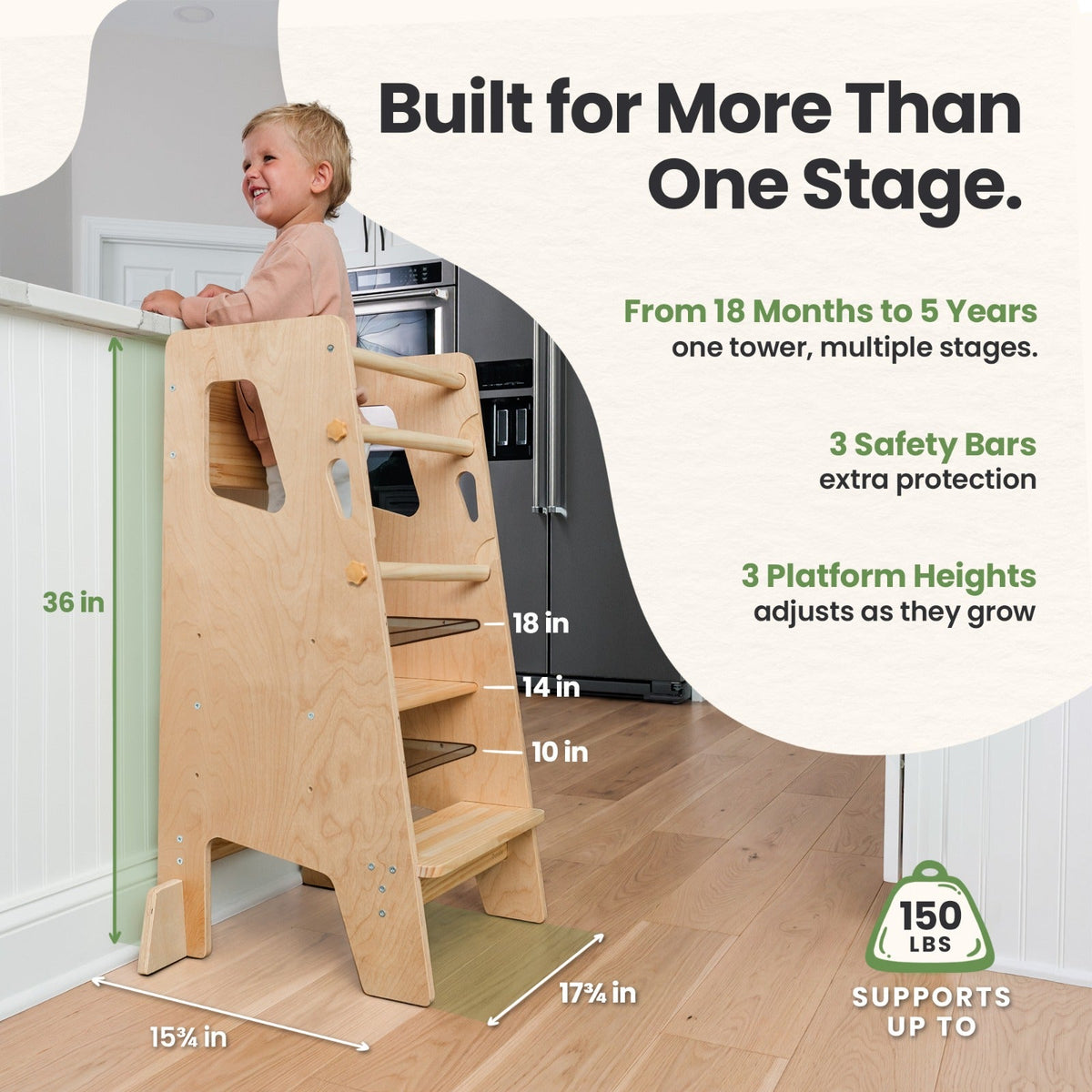 Adjustable Montessori Toddler Tower