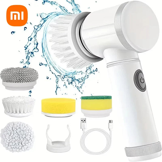 USB Rechargeable Handheld Spin Scrubber with 5 Heads