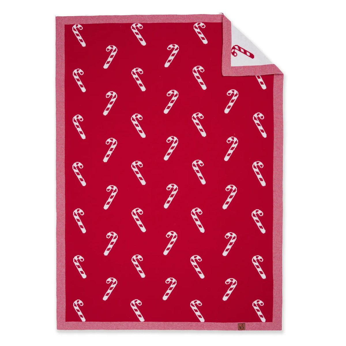 Christmas Candy Cane Cotton Knit Baby Blanket