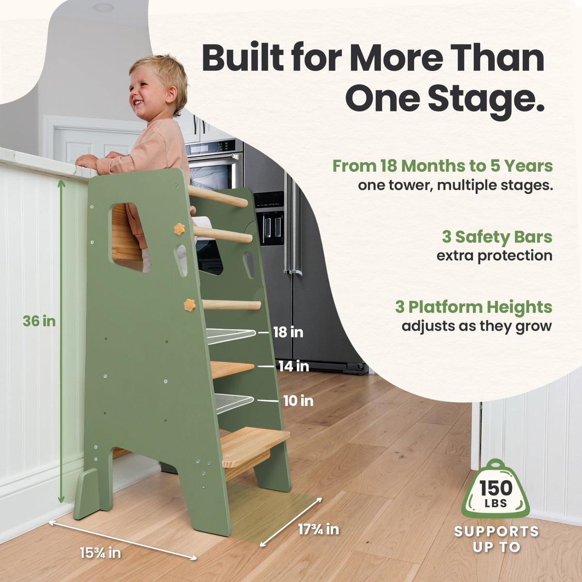 Adjustable Montessori Toddler Tower