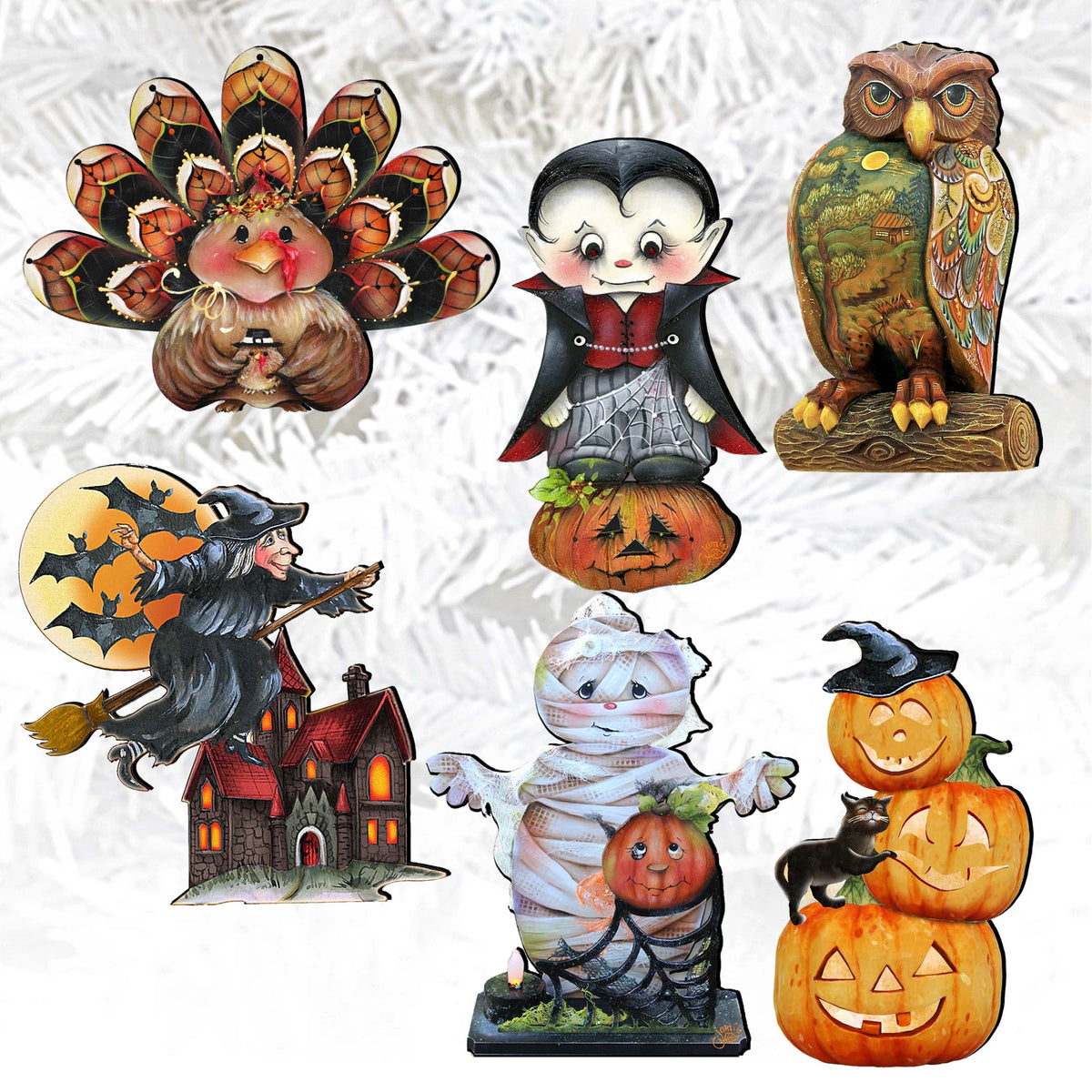 Happy Halloween Eco-Wood Clip-On Ornaments – Set of 6