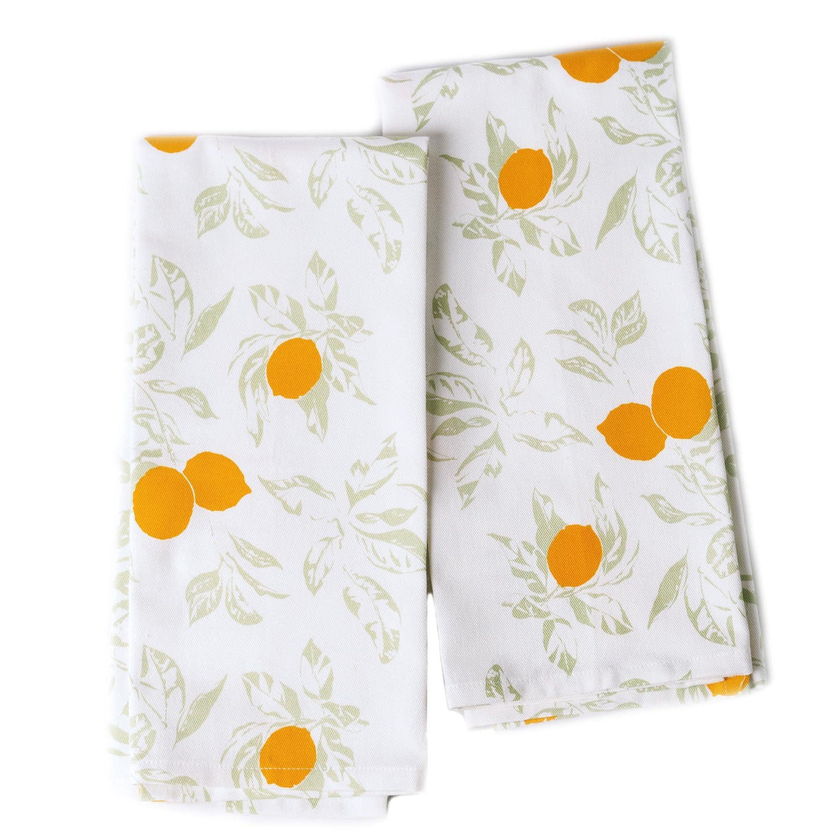 Lemon-Print Cotton Kitchen Towels – Set of 2