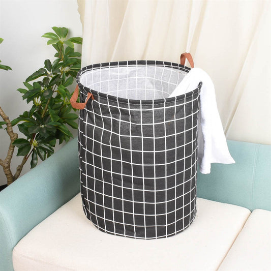 Black Windowpane Canvas Laundry & Storage Bin