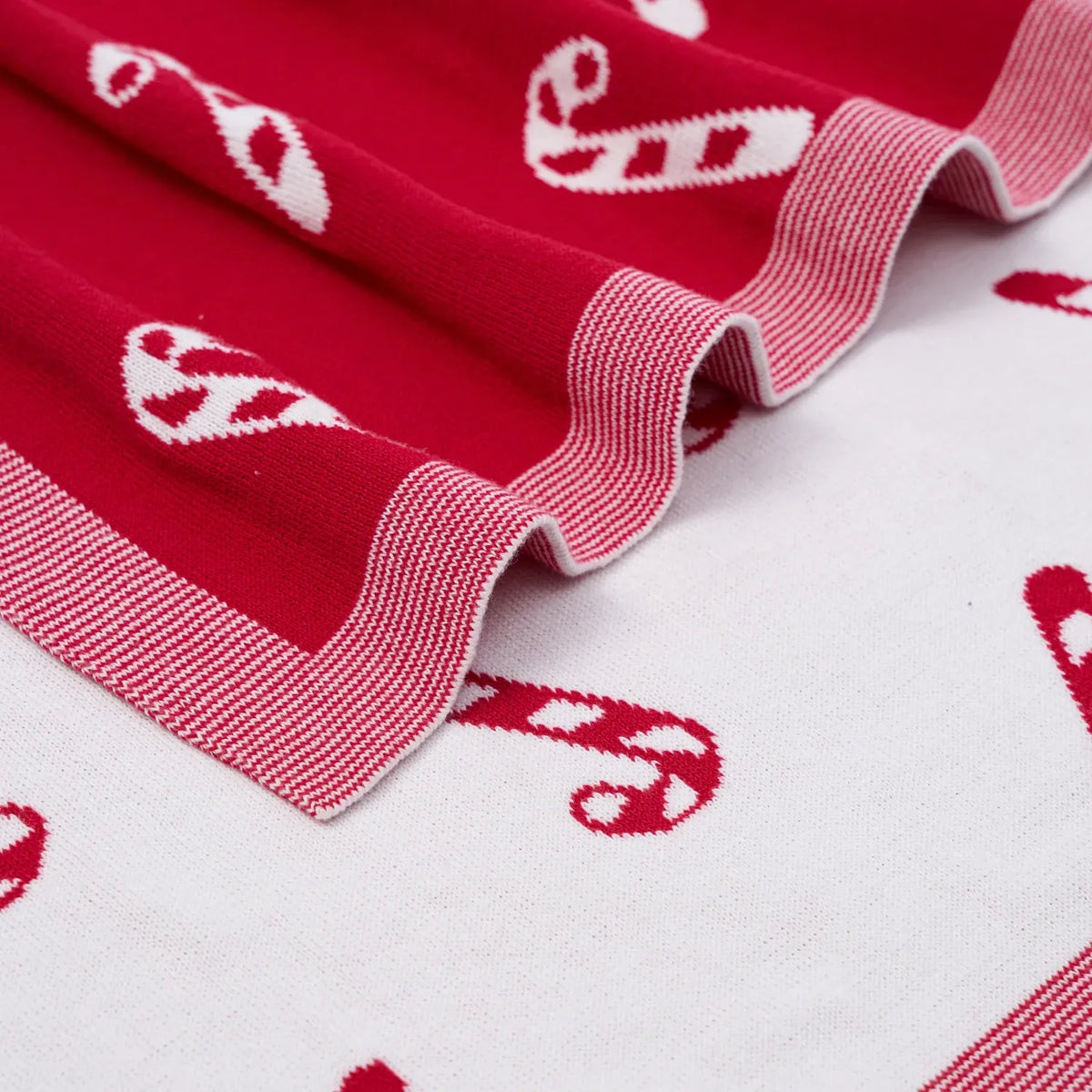 Christmas Candy Cane Cotton Knit Baby Blanket