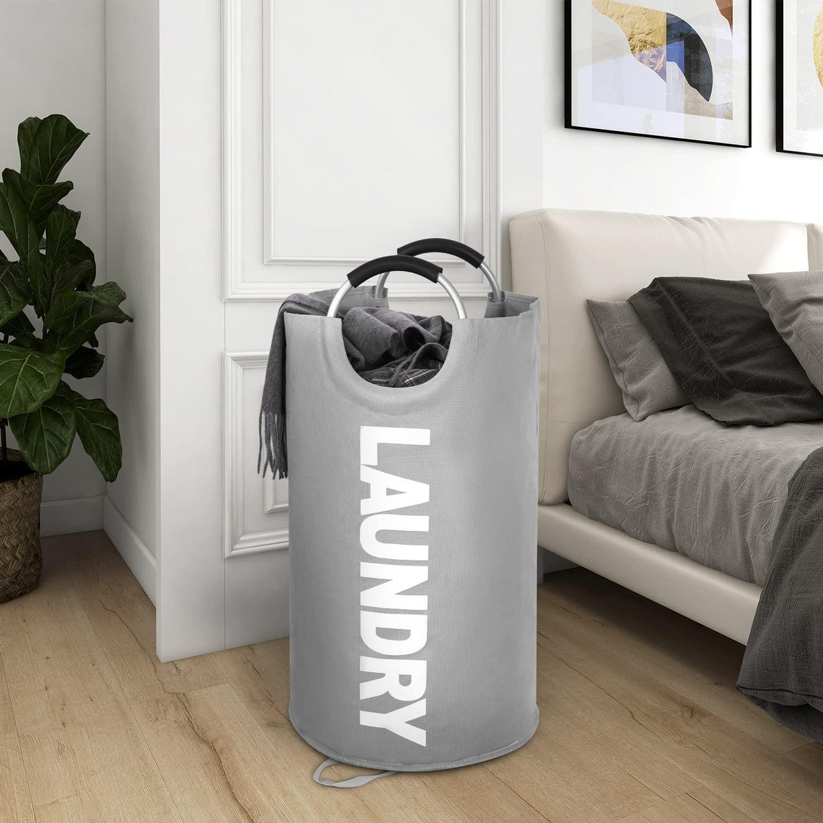 115L Collapsible Laundry Hamper — Light Gray