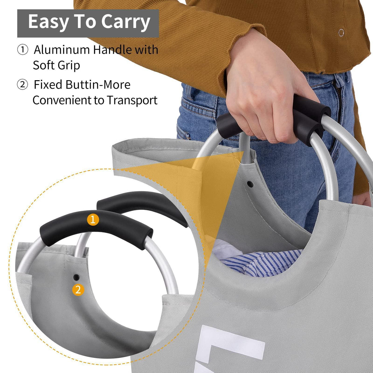 115L Collapsible Laundry Hamper — Light Gray