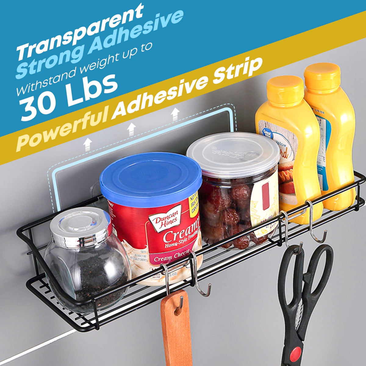 Black Adhesive Shower Caddies — Set of 2