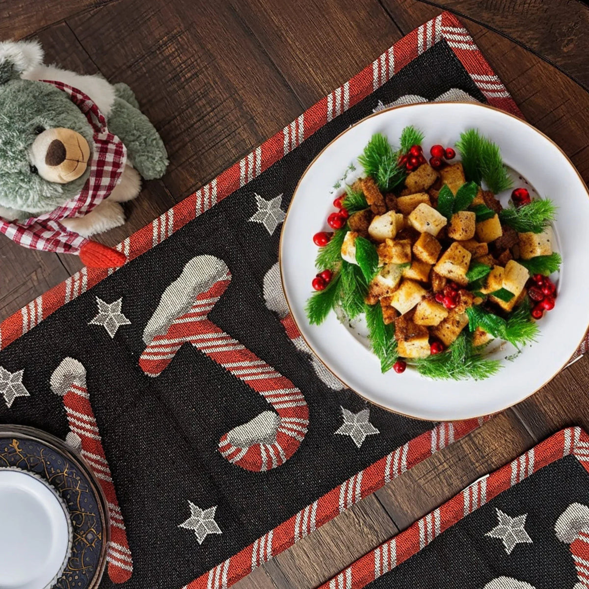 Peppermint Joy Christmas Tapestry Table Runner