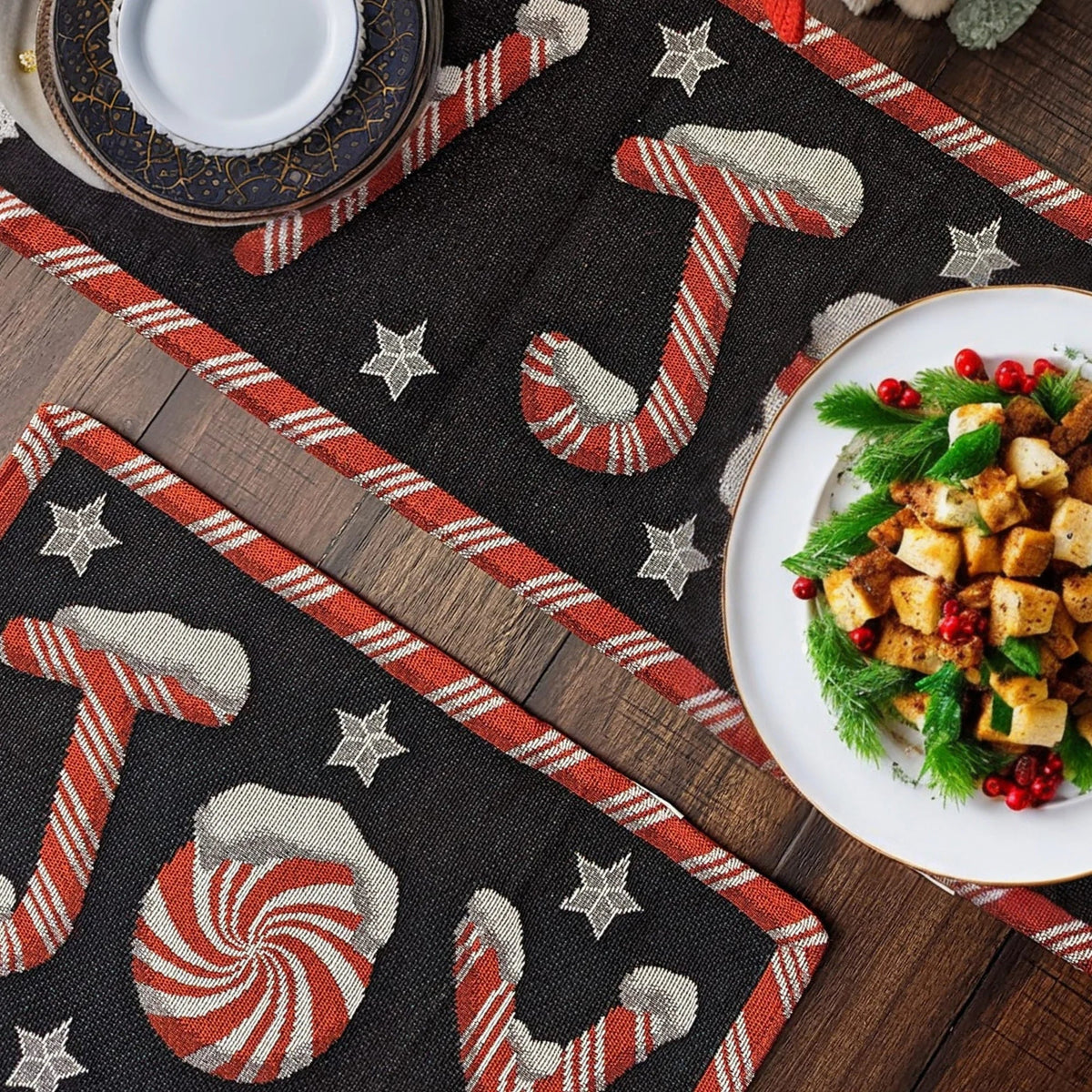 Peppermint Joy Christmas Tapestry Table Runner