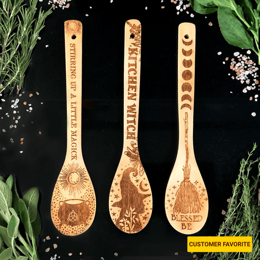 Witchy Bamboo Spoon & Kitchen Mitts