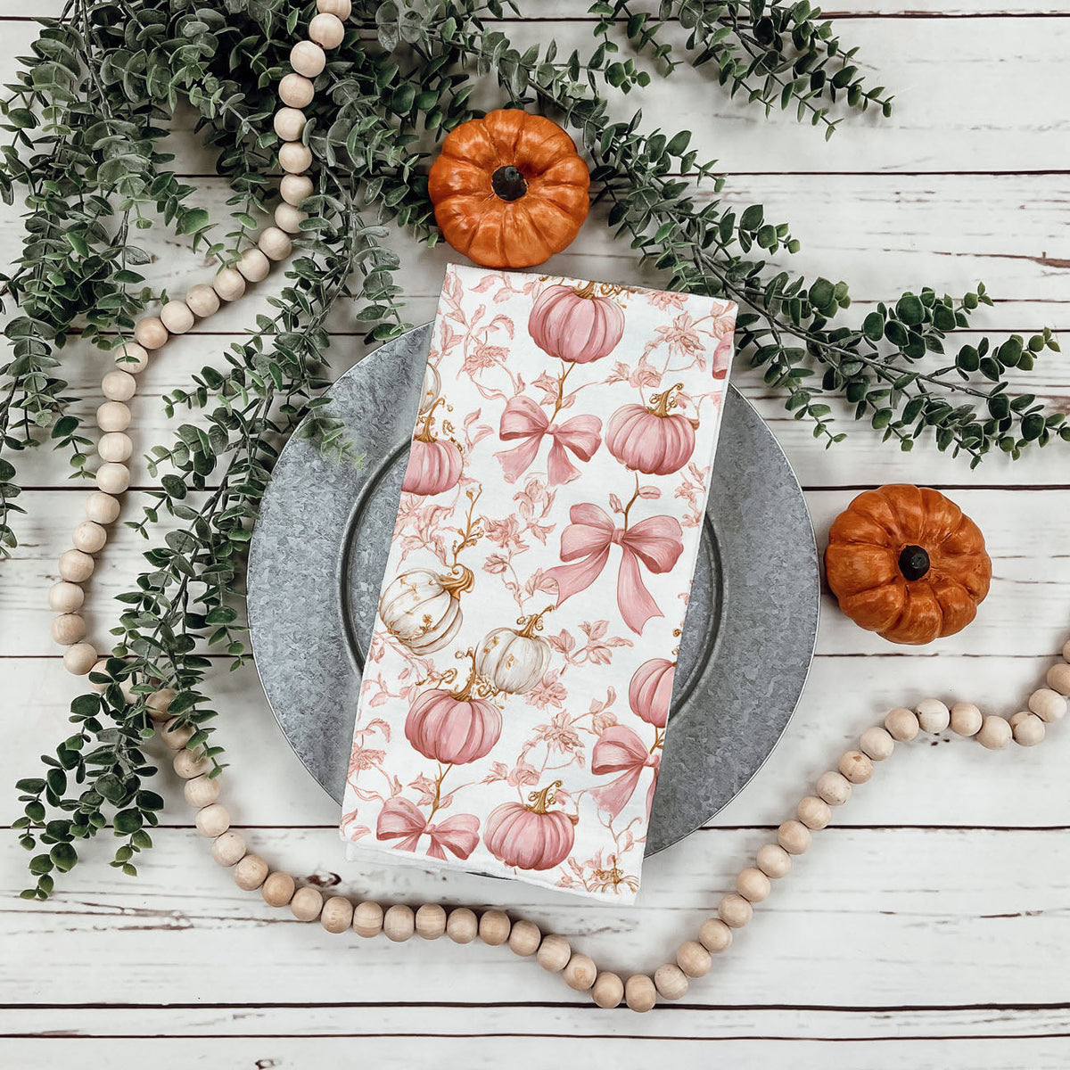 Pink Pumpkin Flour Sack Kitchen Towel