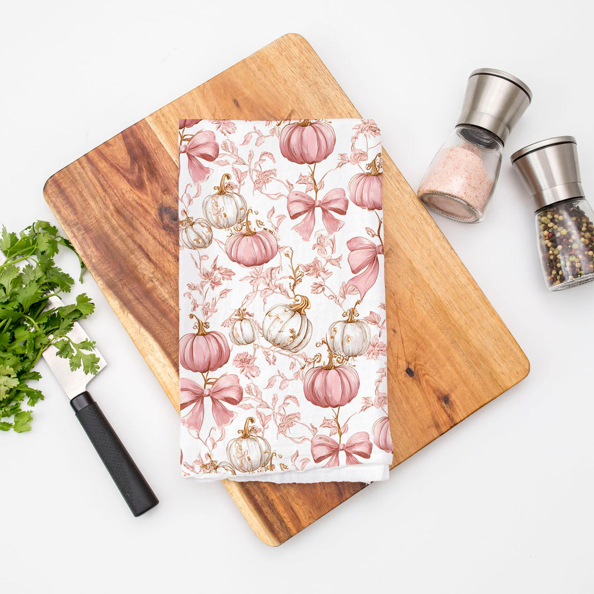Pink Pumpkin Flour Sack Kitchen Towel