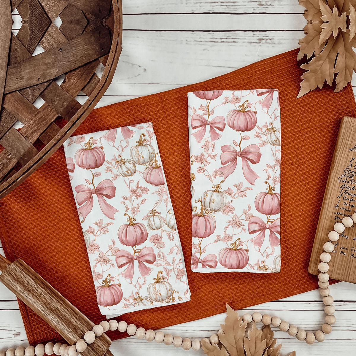 Pink Pumpkin Flour Sack Kitchen Towel