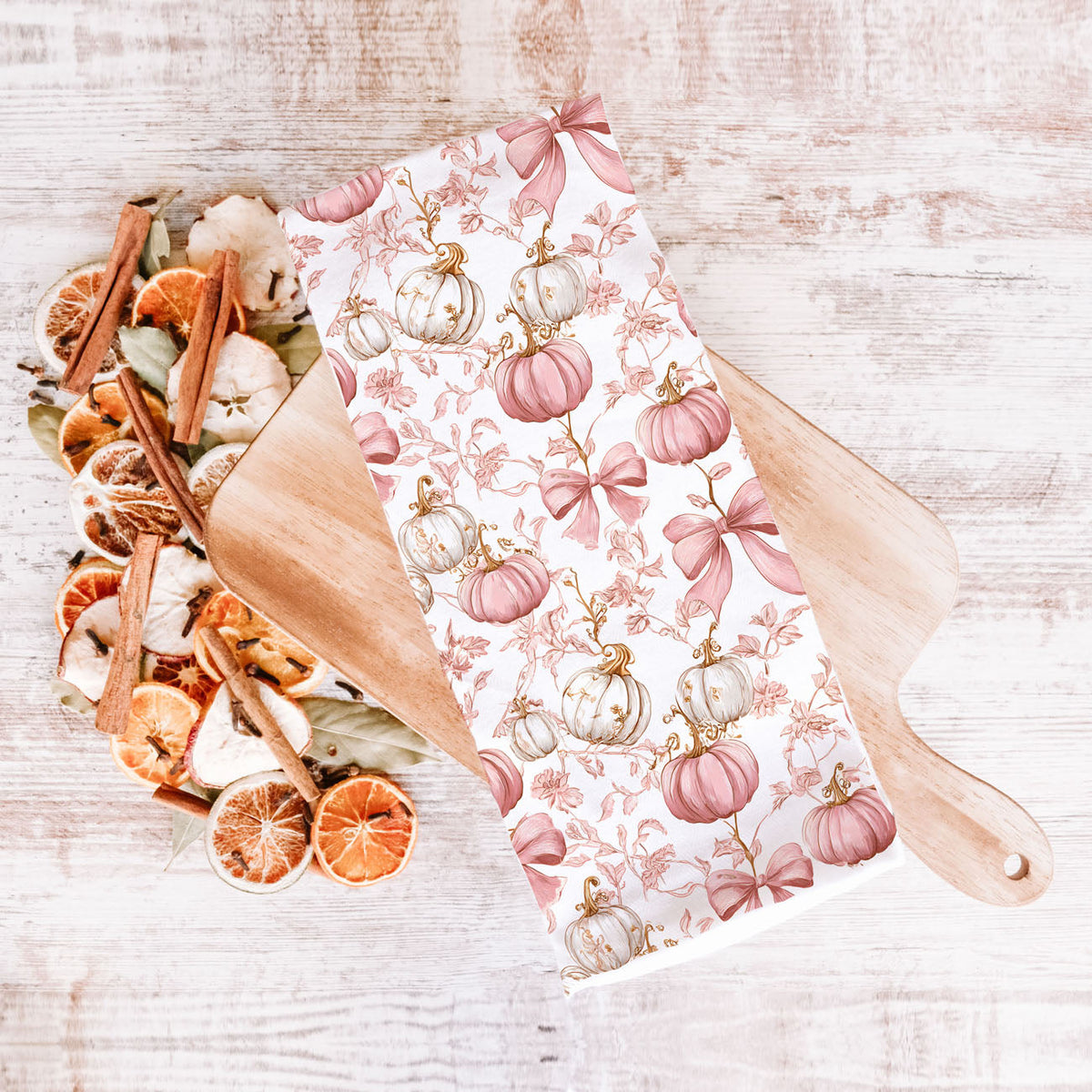 Pink Pumpkin Flour Sack Kitchen Towel
