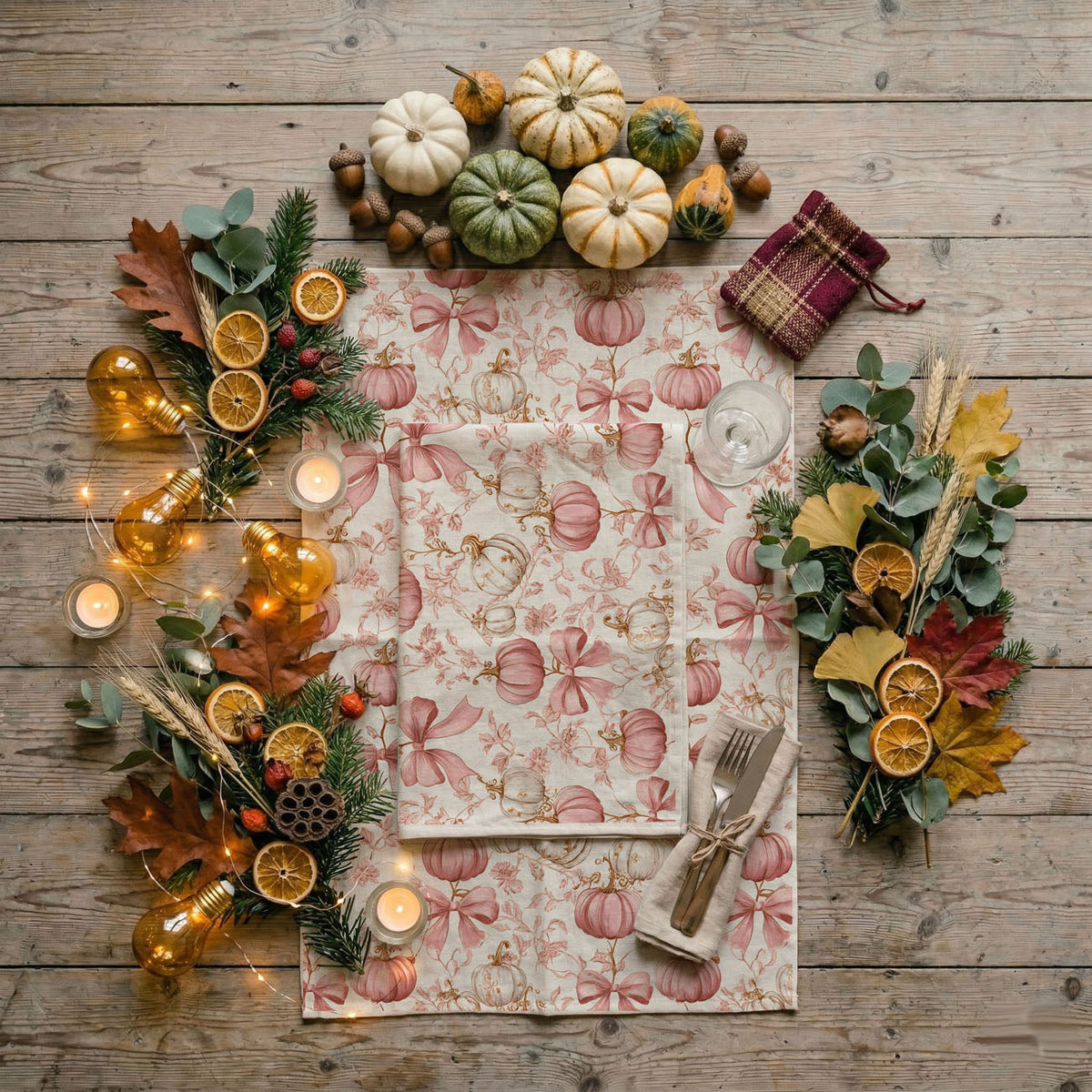 Pink Pumpkin Flour Sack Kitchen Towel