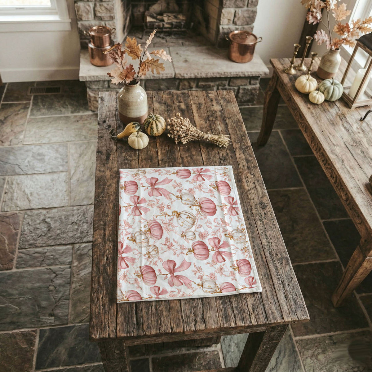 Pink Pumpkin Flour Sack Kitchen Towel