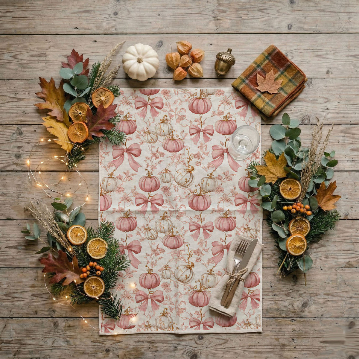 Pink Pumpkin Flour Sack Kitchen Towel