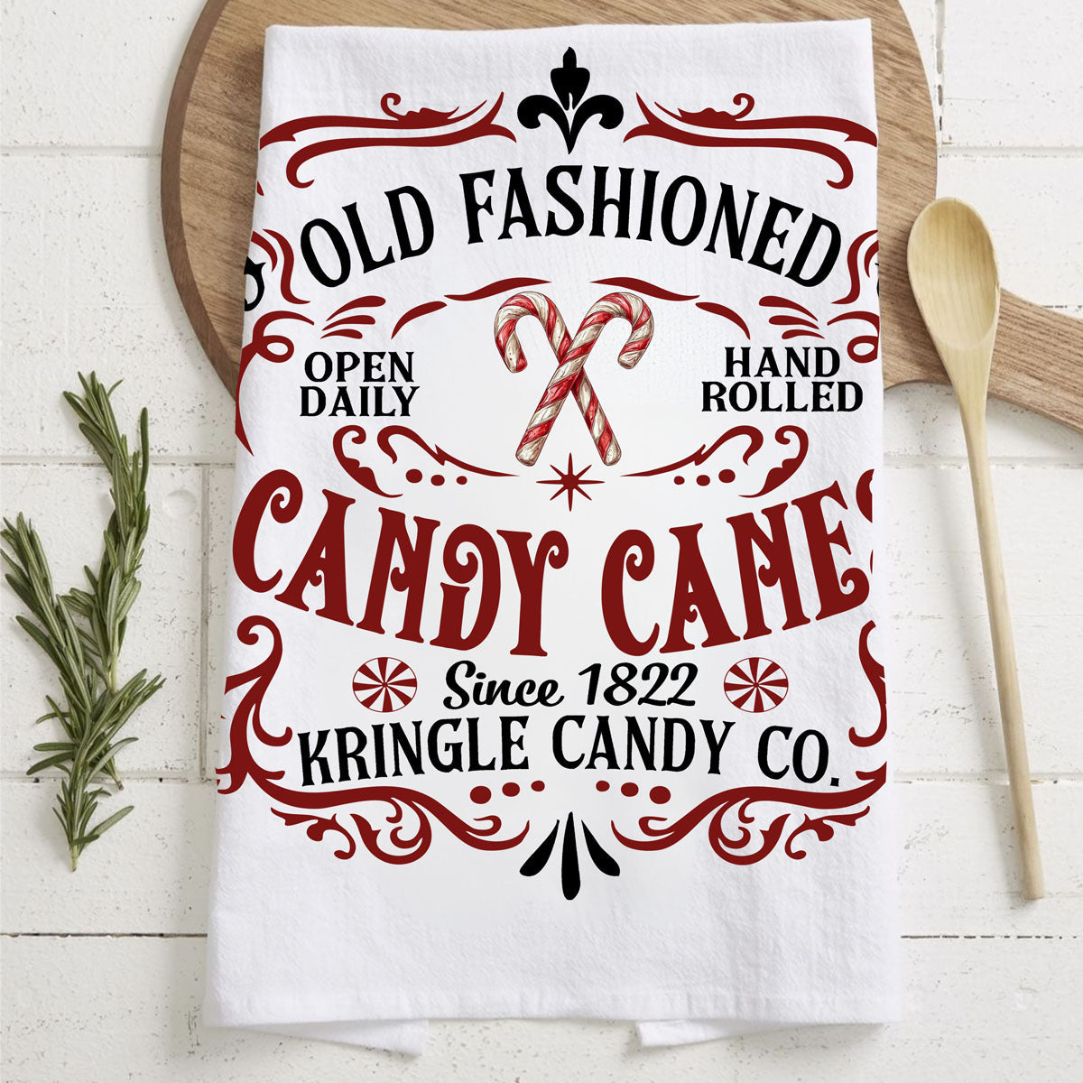 Sleigh Rides & Candy Canes Christmas Kitchen Towel