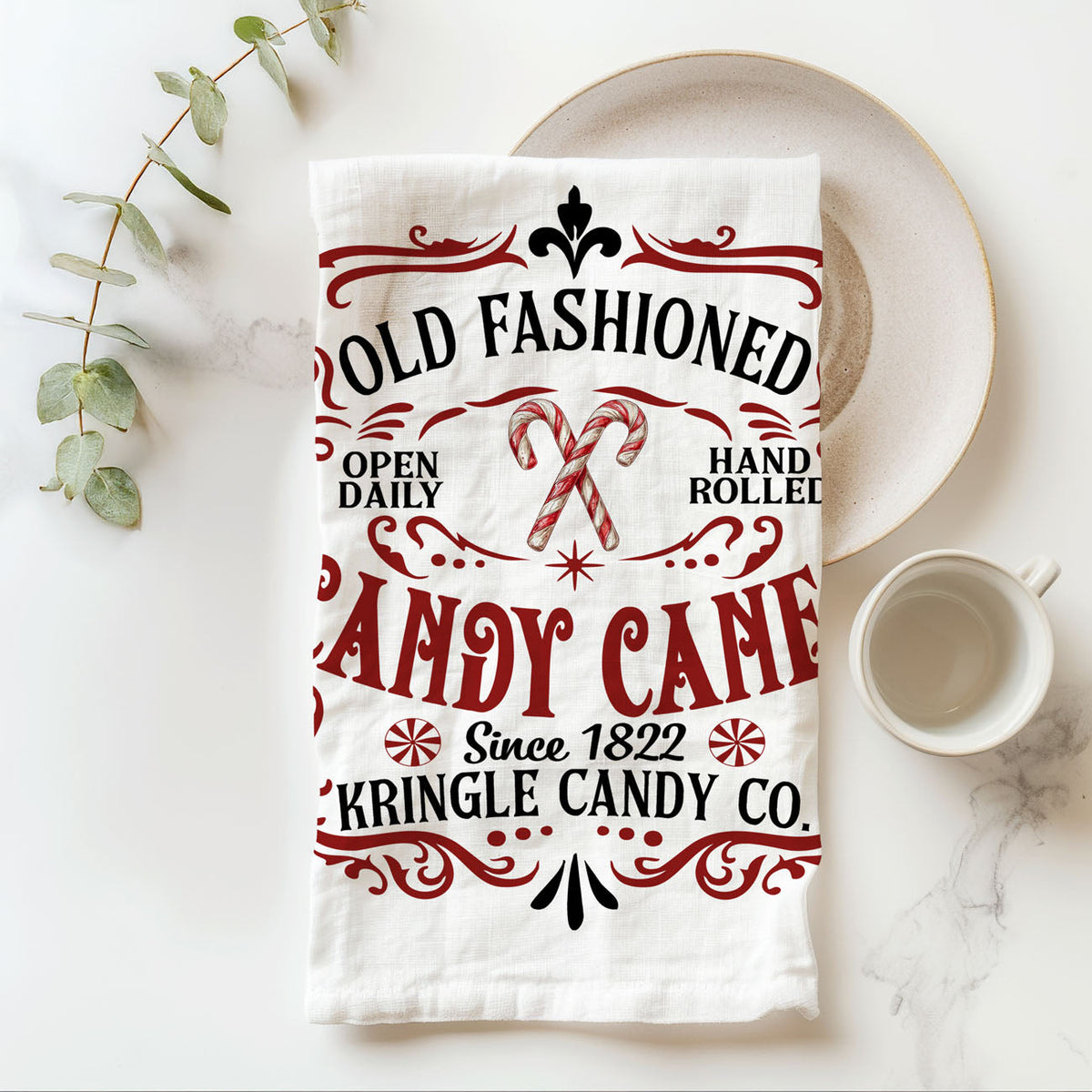 Sleigh Rides & Candy Canes Christmas Kitchen Towel