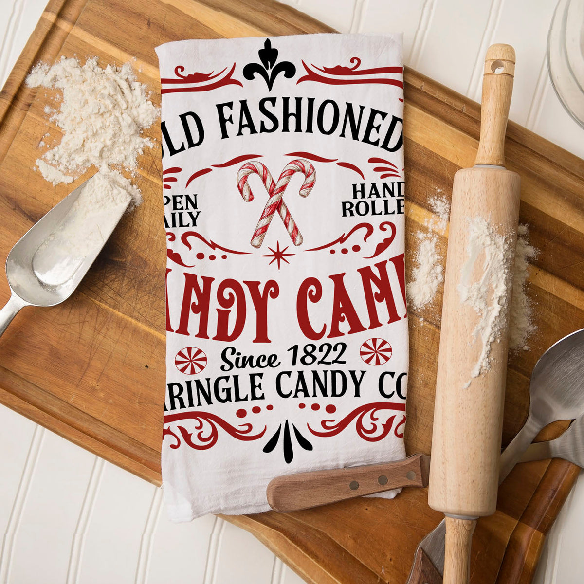 Sleigh Rides & Candy Canes Christmas Kitchen Towel