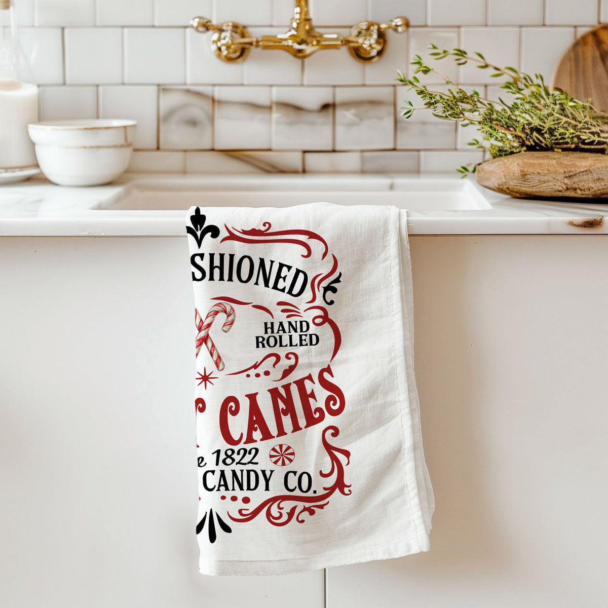 Sleigh Rides & Candy Canes Christmas Kitchen Towel