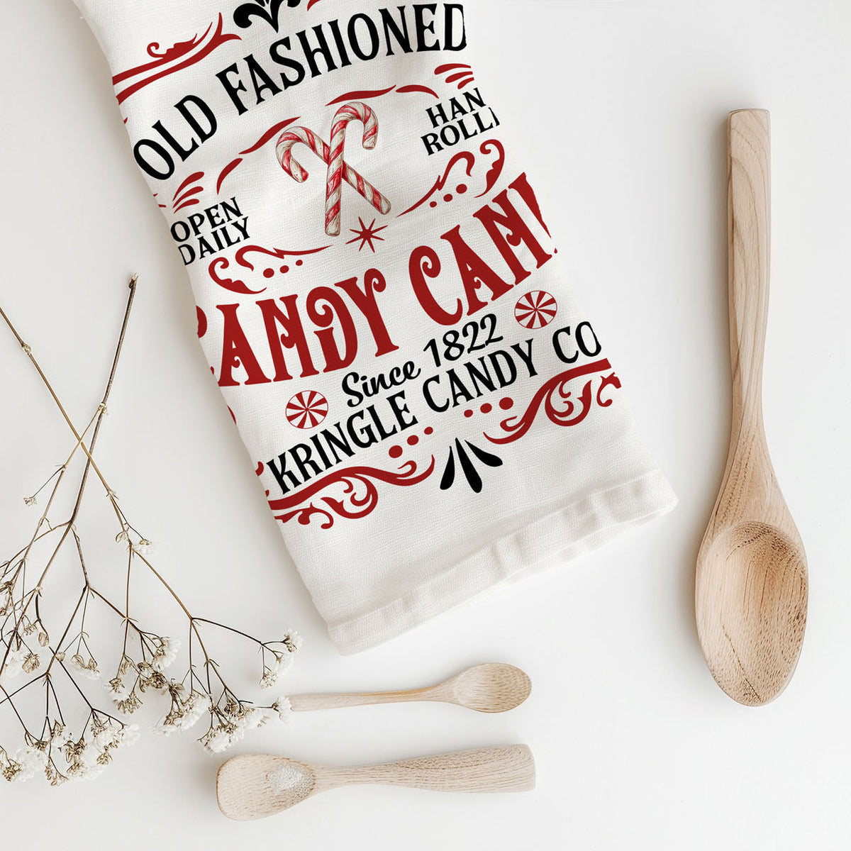 Sleigh Rides & Candy Canes Christmas Kitchen Towel