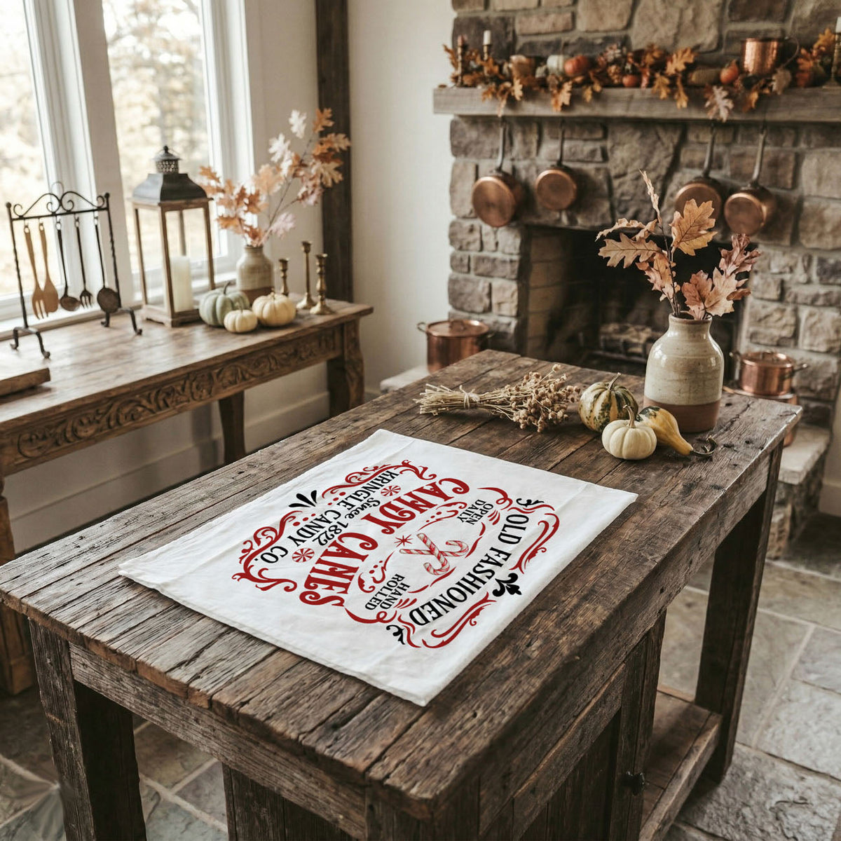 Sleigh Rides & Candy Canes Christmas Kitchen Towel