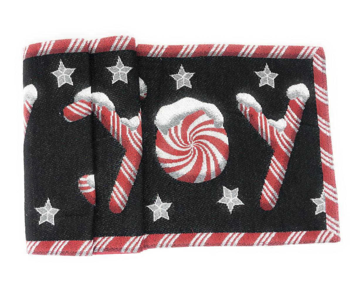 Peppermint Joy Christmas Tapestry Table Runner