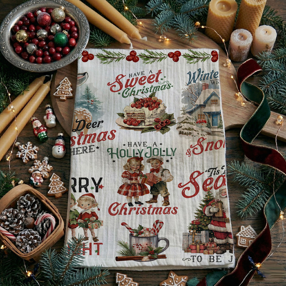 Vintage Christmas Kitchen Towel