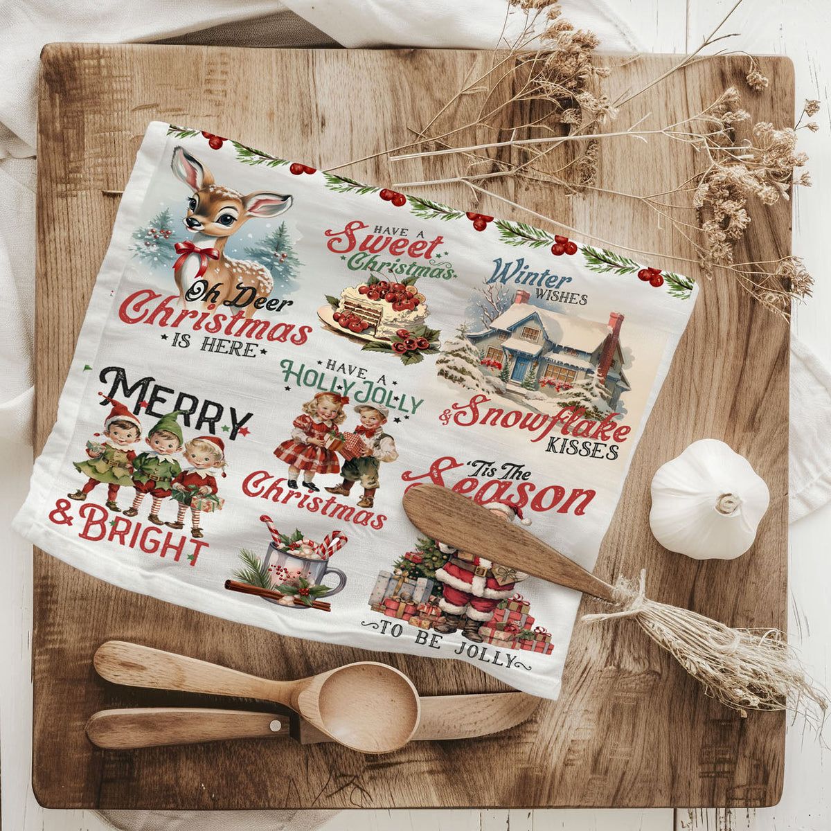 Vintage Christmas Kitchen Towel