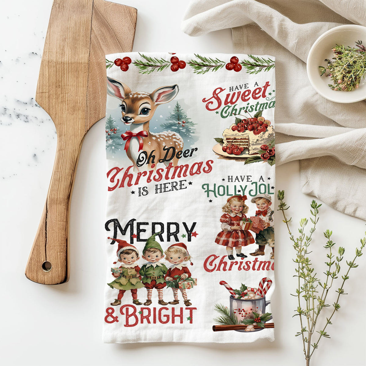 Vintage Christmas Kitchen Towel