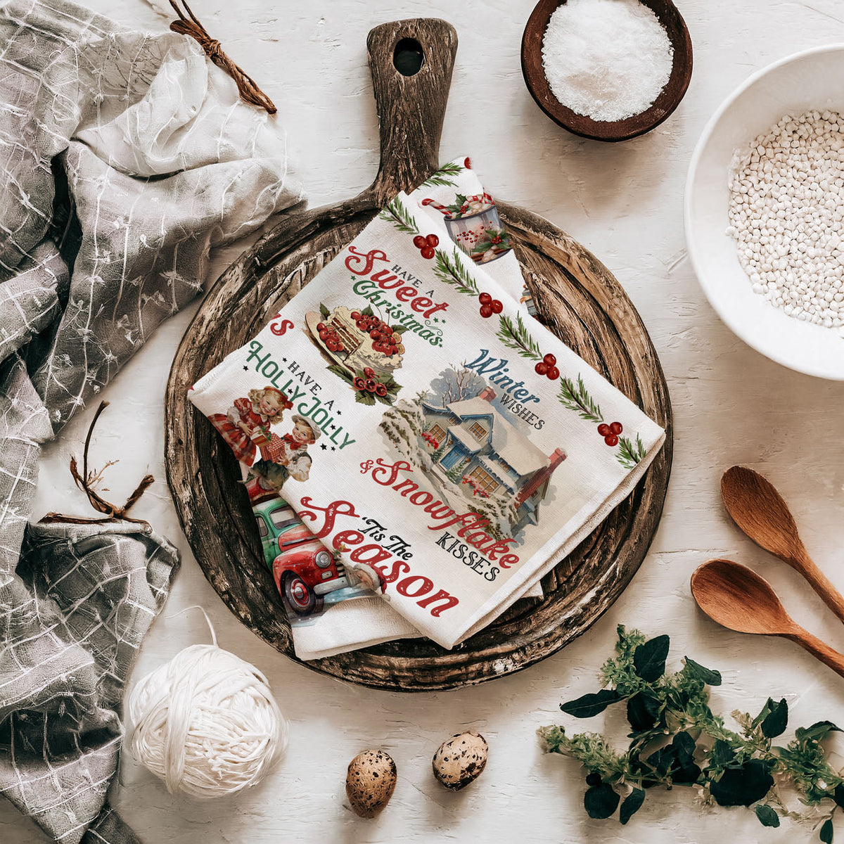 Vintage Christmas Kitchen Towel