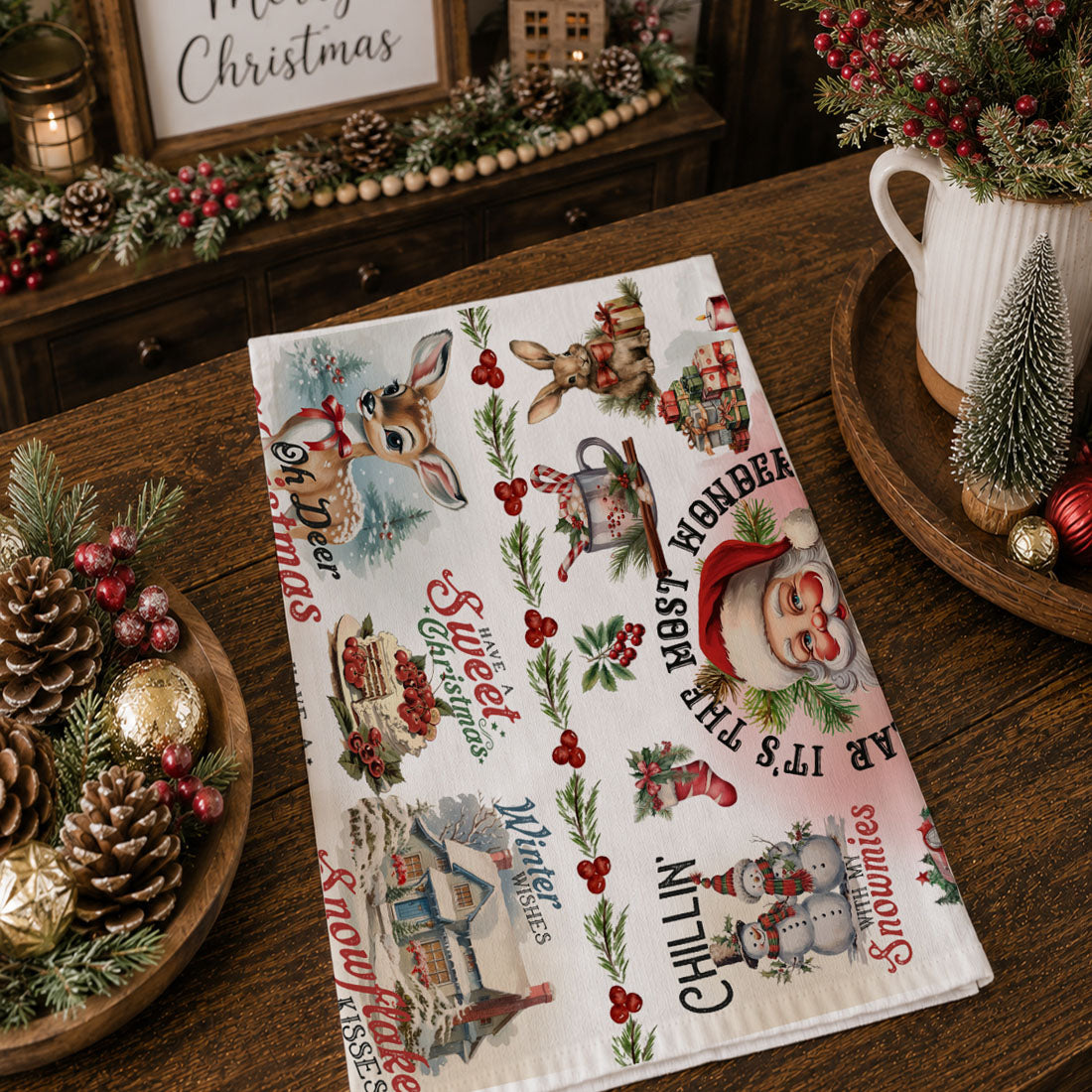 Vintage Christmas Kitchen Towel