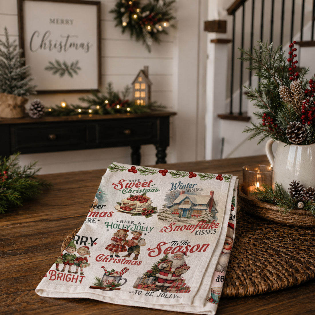 Vintage Christmas Kitchen Towel