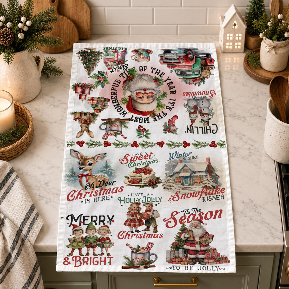 Vintage Christmas Kitchen Towel
