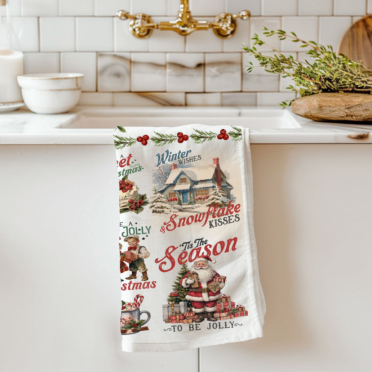 Vintage Christmas Kitchen Towel