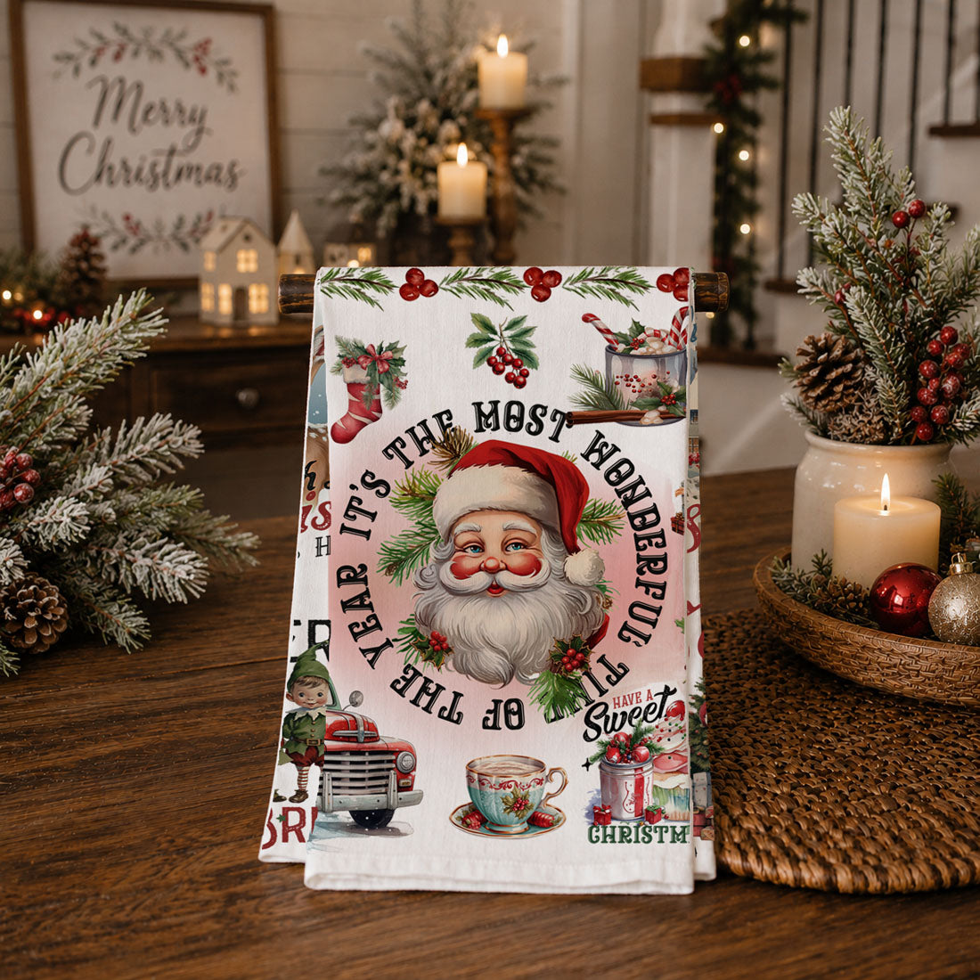 Vintage Christmas Kitchen Towel